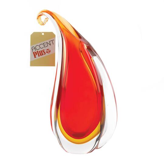 11" Red Curl Art Glass Vase